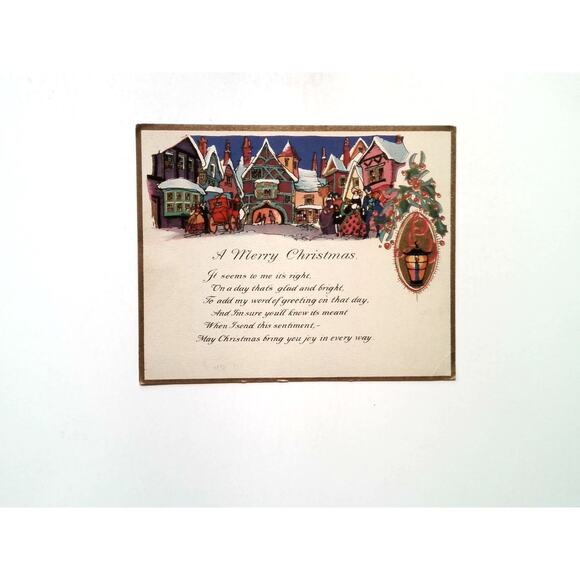 Vintage 1931 Christmas Greeting Card Made in USA Holiday Poem Illustration Early - Picture 1 of 3
